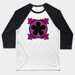 Black/Pink Flower Pattern Baseball T-Shirt